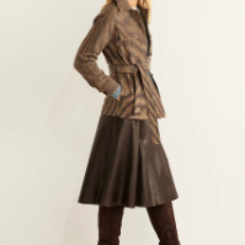 J. Jill  Metallic Copper Tie Belt Jacket Coat Zip Up Button Casual, size 12